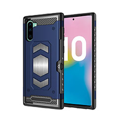 Funda Bumper Silicona y Plastico Mate Carcasa Magnetico para Samsung Galaxy Note 10 5G Azul