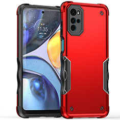 Funda Bumper Silicona y Plastico Mate Carcasa para Motorola Moto G22 Rojo