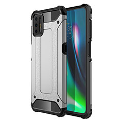 Funda Bumper Silicona y Plastico Mate Carcasa para Motorola Moto G9 Plus Plata