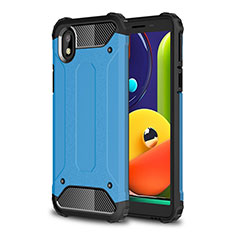 Funda Bumper Silicona y Plastico Mate Carcasa para Samsung Galaxy A01 Core Azul Cielo