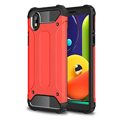 Funda Bumper Silicona y Plastico Mate Carcasa para Samsung Galaxy A01 Core Rojo