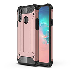 Funda Bumper Silicona y Plastico Mate Carcasa para Samsung Galaxy A20s Oro Rosa