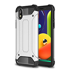 Funda Bumper Silicona y Plastico Mate Carcasa para Samsung Galaxy M01 Core Plata