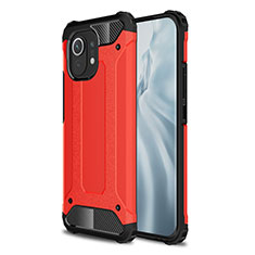 Funda Bumper Silicona y Plastico Mate Carcasa para Xiaomi Mi 11 Lite 5G NE Rojo