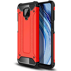 Funda Bumper Silicona y Plastico Mate Carcasa para Xiaomi Redmi Note 9S Rojo