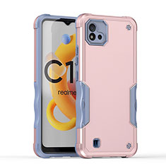 Funda Bumper Silicona y Plastico Mate Carcasa QW1 para Realme C20 Oro Rosa