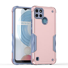 Funda Bumper Silicona y Plastico Mate Carcasa QW1 para Realme C21Y Oro Rosa