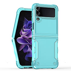 Funda Bumper Silicona y Plastico Mate Carcasa QW1 para Samsung Galaxy Z Flip4 5G Azul Claro