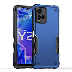 Funda Bumper Silicona y Plastico Mate Carcasa QW1 para Vivo Y21 Azul