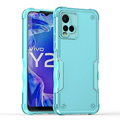 Funda Bumper Silicona y Plastico Mate Carcasa QW1 para Vivo Y21 Azul Claro