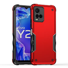 Funda Bumper Silicona y Plastico Mate Carcasa QW1 para Vivo Y21a Rojo