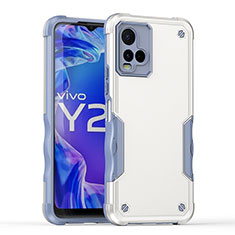 Funda Bumper Silicona y Plastico Mate Carcasa QW1 para Vivo Y21G Blanco