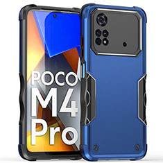 Funda Bumper Silicona y Plastico Mate Carcasa QW1 para Xiaomi Poco M4 Pro 4G Azul