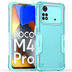 Funda Bumper Silicona y Plastico Mate Carcasa QW1 para Xiaomi Poco M4 Pro 4G Azul Claro