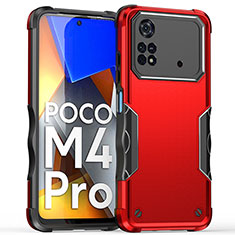 Funda Bumper Silicona y Plastico Mate Carcasa QW1 para Xiaomi Poco M4 Pro 4G Rojo