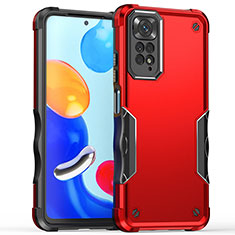 Funda Bumper Silicona y Plastico Mate Carcasa QW1 para Xiaomi Redmi Note 11S 4G Rojo