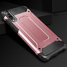 Funda Bumper Silicona y Plastico Mate Carcasa R01 para Samsung Galaxy A70 Oro Rosa