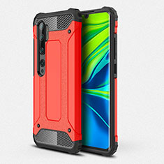 Funda Bumper Silicona y Plastico Mate Carcasa R01 para Xiaomi Mi Note 10 Pro Rojo