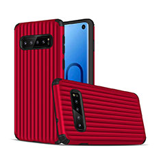 Funda Bumper Silicona y Plastico Mate Carcasa U01 para Samsung Galaxy S10 Rojo