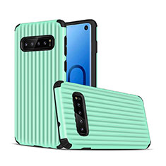 Funda Bumper Silicona y Plastico Mate Carcasa U01 para Samsung Galaxy S10 Verde