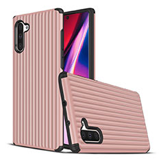 Funda Bumper Silicona y Plastico Mate Carcasa U02 para Samsung Galaxy Note 10 Oro Rosa