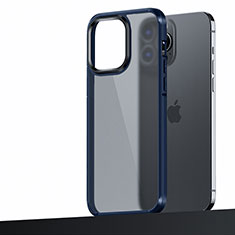 Funda Bumper Silicona y Plastico Mate Carcasa U04 para Apple iPhone 13 Pro Max Azul