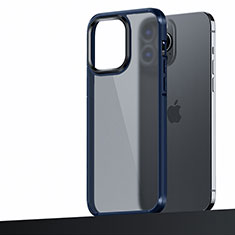 Funda Bumper Silicona y Plastico Mate Carcasa U04 para Apple iPhone 14 Pro Max Azul