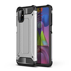 Funda Bumper Silicona y Plastico Mate Carcasa WL1 para Samsung Galaxy M51 Plata