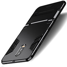 Funda Bumper Silicona y Plastico Mate con Soporte para Samsung Galaxy C8 C710F Negro