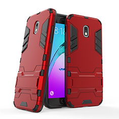 Funda Bumper Silicona y Plastico Mate con Soporte para Samsung Galaxy J3 (2018) SM-J377A Rojo