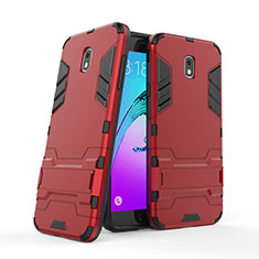 Funda Bumper Silicona y Plastico Mate con Soporte para Samsung Galaxy J7 (2018) J737 Rojo