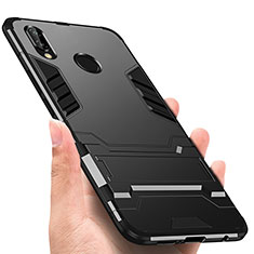 Funda Bumper Silicona y Plastico Mate con Soporte R01 para Huawei P20 Lite Negro