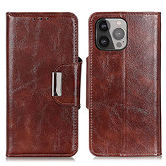 Funda de Cuero Cartera con Soporte Carcasa A01 para Apple iPhone 14 Pro Marron