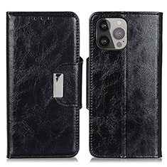 Funda de Cuero Cartera con Soporte Carcasa A01 para Apple iPhone 15 Pro Max Negro