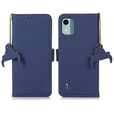 Funda de Cuero Cartera con Soporte Carcasa A01D para Nokia C12 Azul