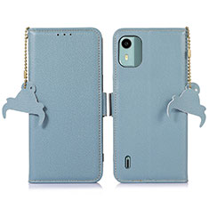 Funda de Cuero Cartera con Soporte Carcasa A01D para Nokia C12 Plus Azul Claro