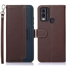 Funda de Cuero Cartera con Soporte Carcasa A01D para Nokia C22 Marron