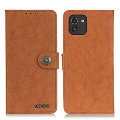 Funda de Cuero Cartera con Soporte Carcasa A01D para Samsung Galaxy A03 Marron