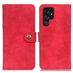 Funda de Cuero Cartera con Soporte Carcasa A01D para Samsung Galaxy S23 Ultra 5G Rojo