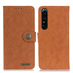 Funda de Cuero Cartera con Soporte Carcasa A01D para Sony Xperia 1 IV SO-51C Marron