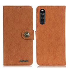 Funda de Cuero Cartera con Soporte Carcasa A01D para Sony Xperia 10 III Marron