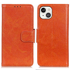 Funda de Cuero Cartera con Soporte Carcasa A02 para Apple iPhone 13 Naranja