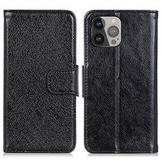 Funda de Cuero Cartera con Soporte Carcasa A02 para Apple iPhone 14 Pro Negro