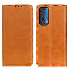 Funda de Cuero Cartera con Soporte Carcasa A02D para Motorola Moto Edge (2021) 5G Marron Claro