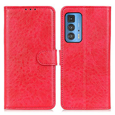 Funda de Cuero Cartera con Soporte Carcasa A02D para Motorola Moto Edge S Pro 5G Rojo