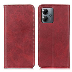 Funda de Cuero Cartera con Soporte Carcasa A02D para Motorola Moto G14 Rojo