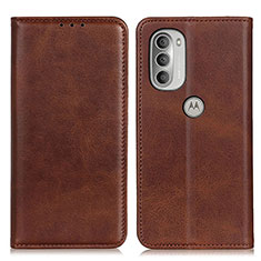 Funda de Cuero Cartera con Soporte Carcasa A02D para Motorola Moto G51 5G Marron