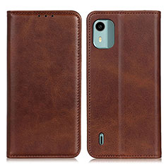 Funda de Cuero Cartera con Soporte Carcasa A02D para Nokia C12 Marron