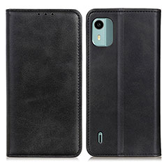 Funda de Cuero Cartera con Soporte Carcasa A02D para Nokia C12 Pro Negro