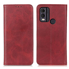 Funda de Cuero Cartera con Soporte Carcasa A02D para Nokia C22 Rojo